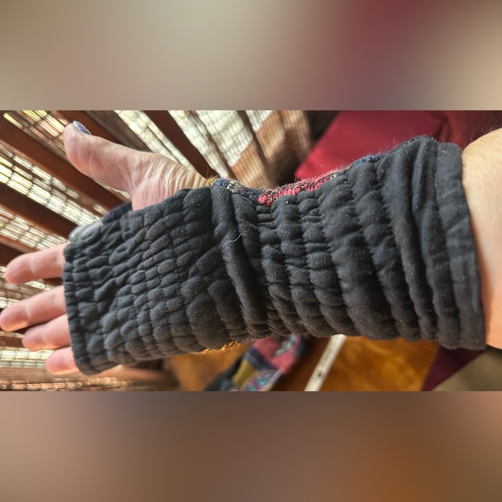 Boho Patchwork Fingerless Gloves Reversible & Coz… - image 3